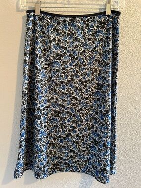 Blue Floral A-Line Skirt